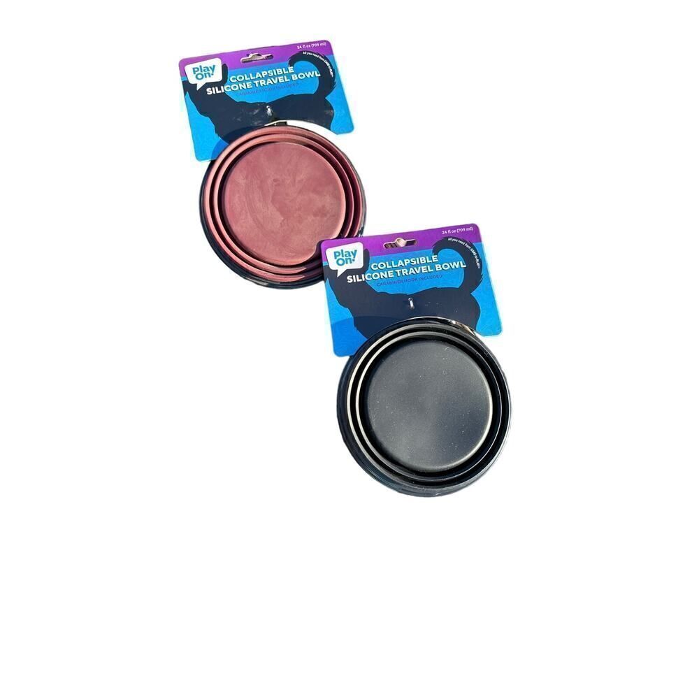 Play On Collapsible 2 Silicone Travel Bowl Black, Brown 24oz